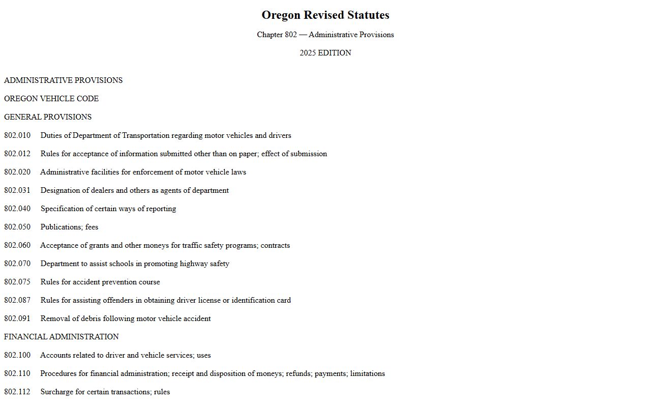 Sherman County arrest records ORS Chapter 802 DMV privacy