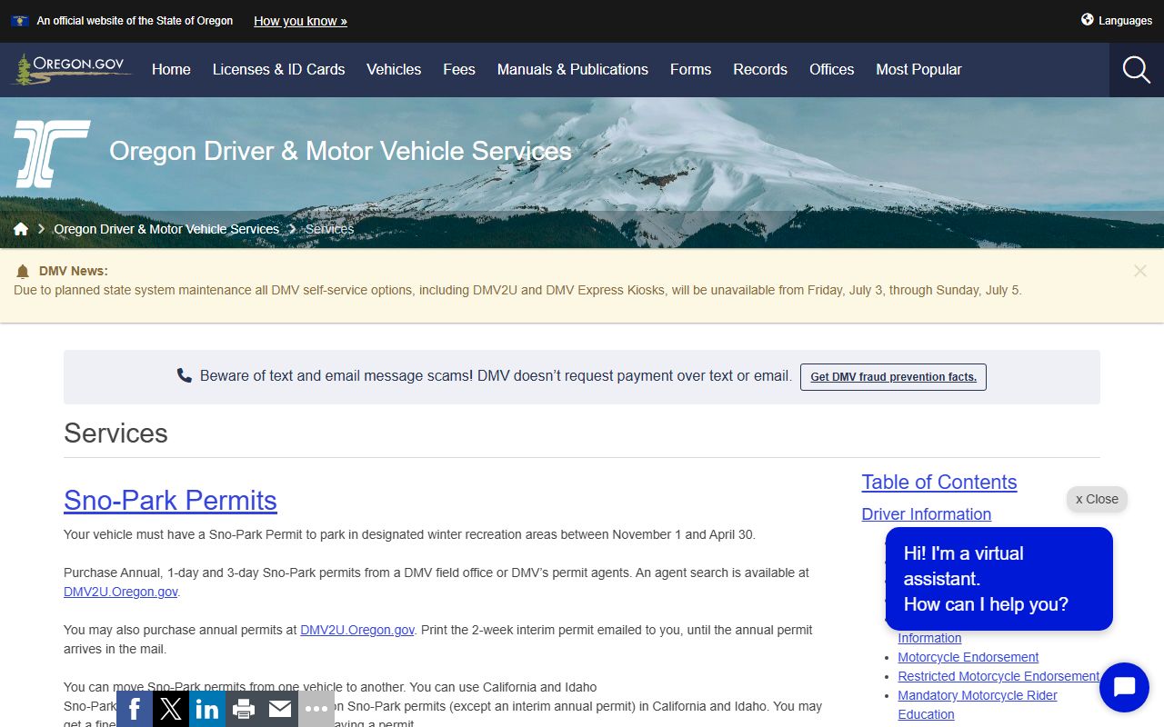 Sherman County arrest records Oregon DMV online services