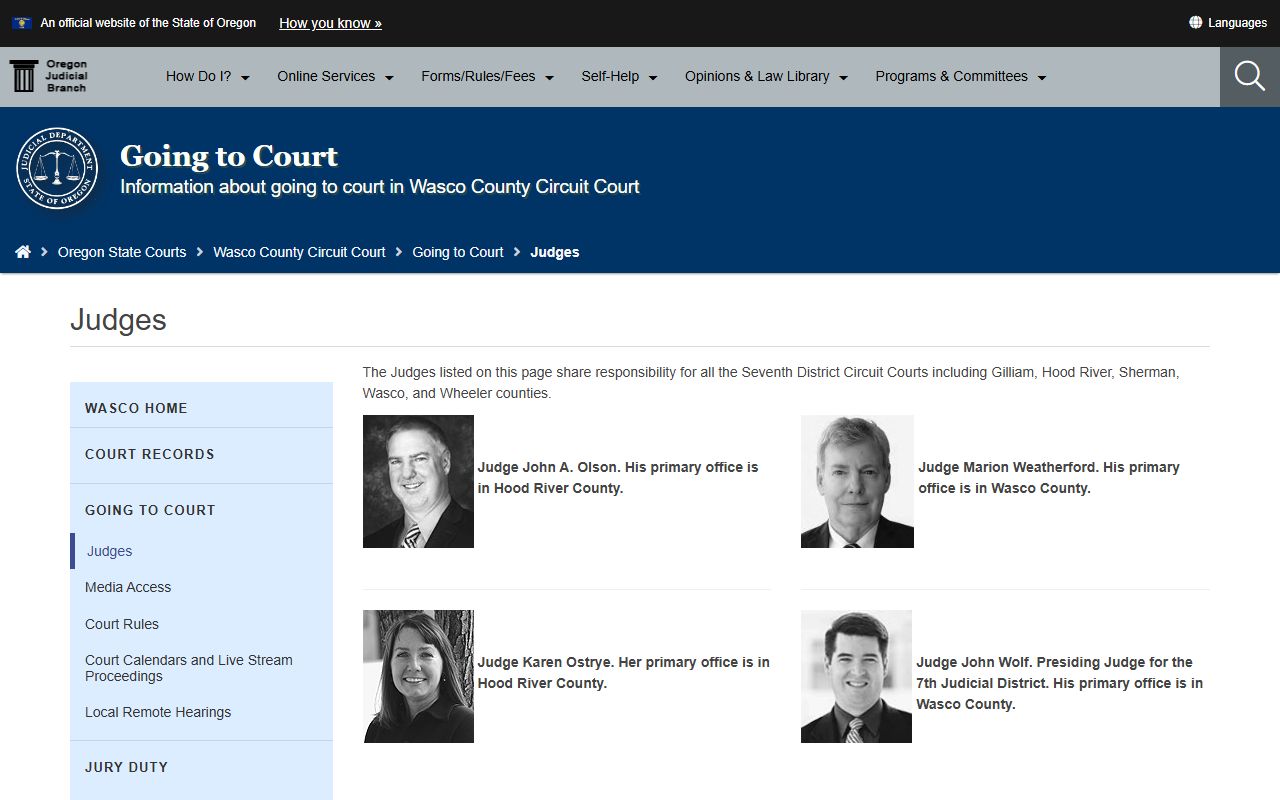 Sherman County court dockets Seventh Judicial District judges