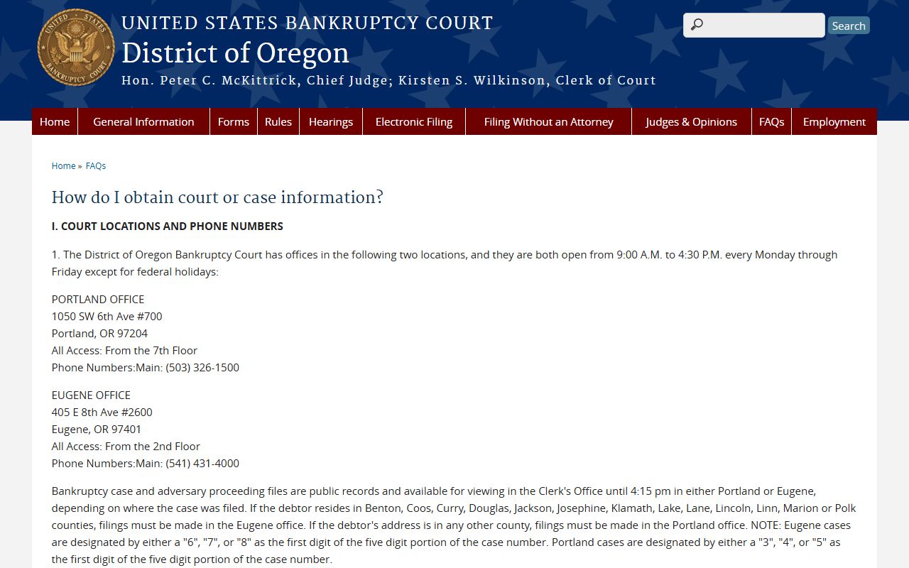 Sherman County Circuit Court records Oregon Bankruptcy Court information