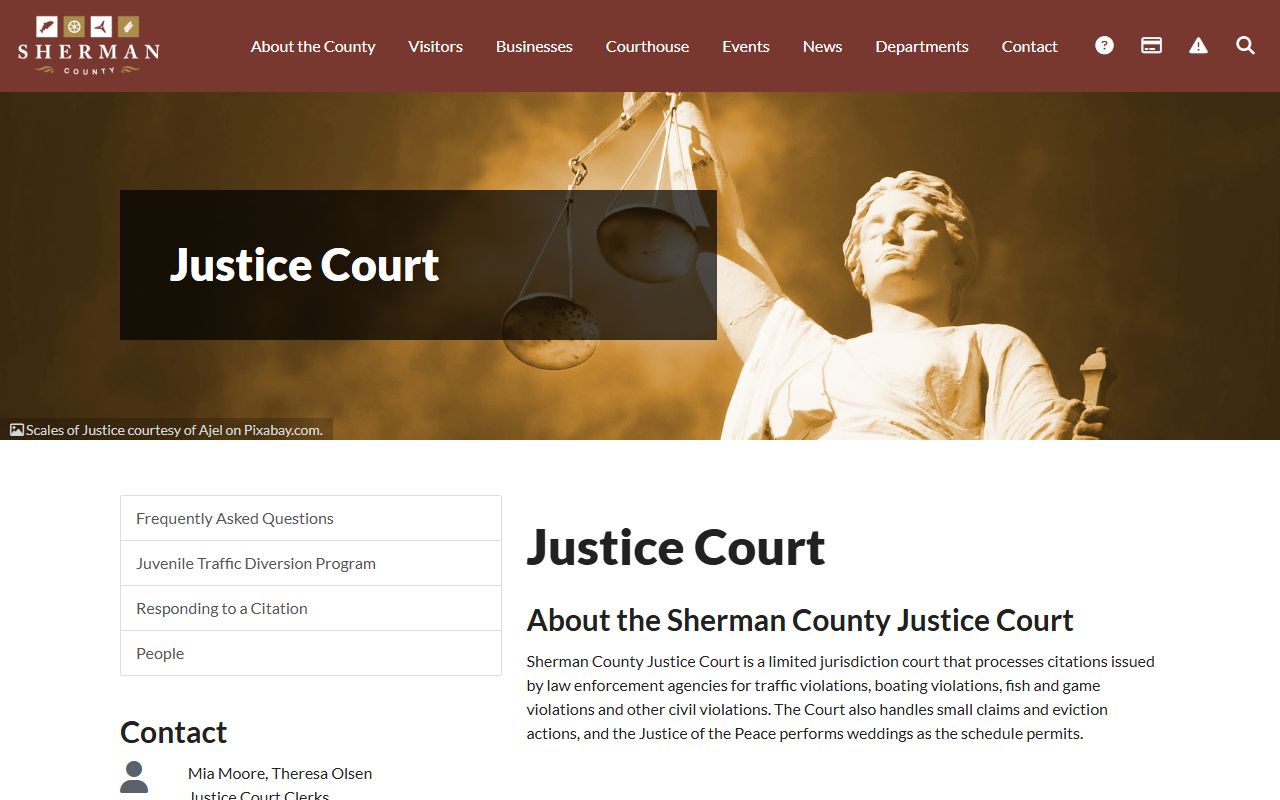 Sherman County court records Justice Court page