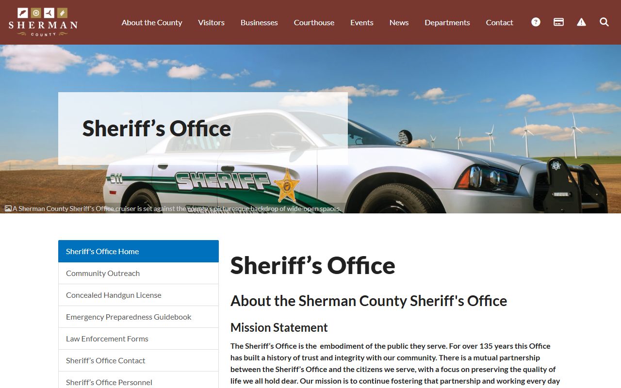 Sherman County court records Sheriff's Office page