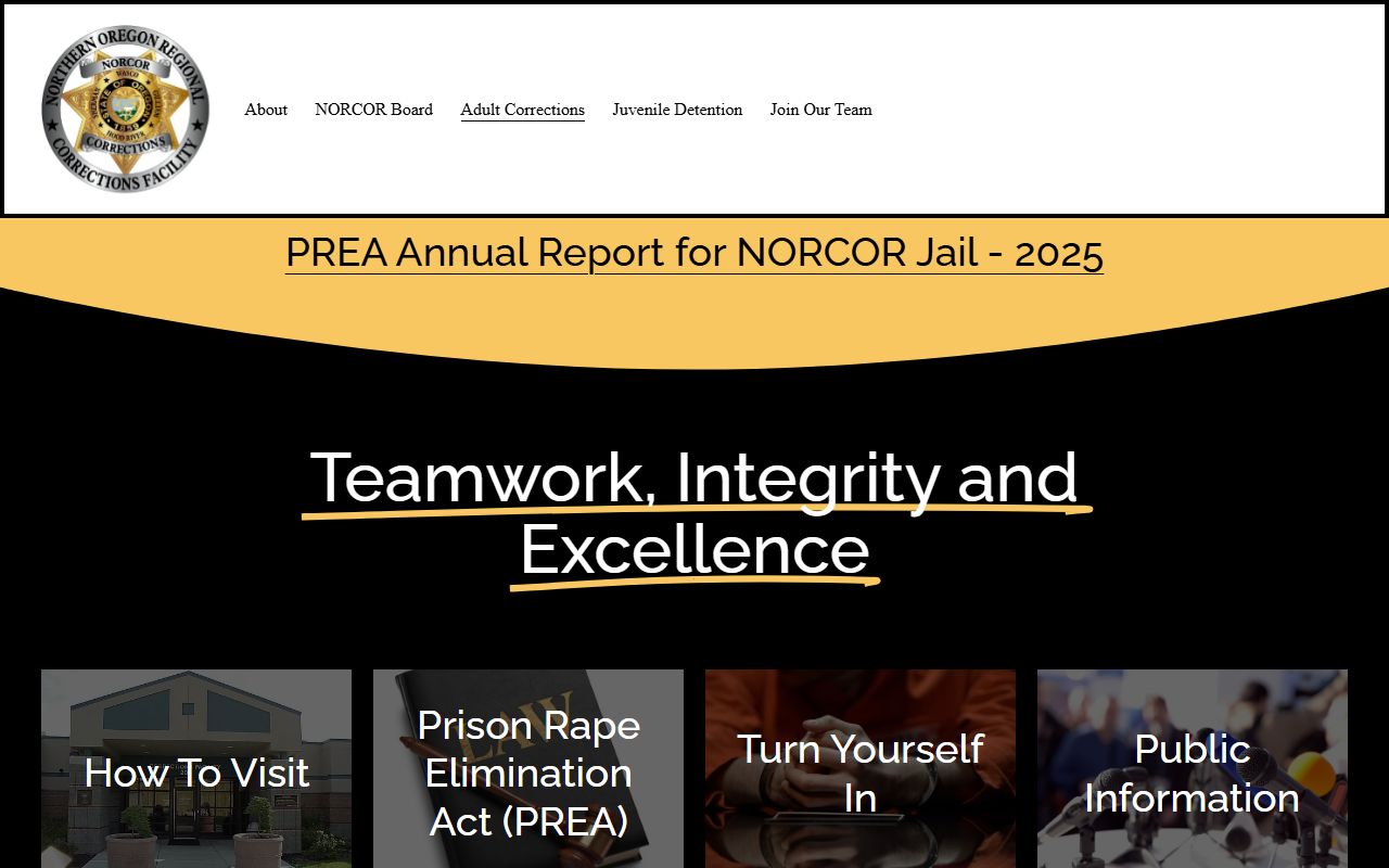 Sherman County inmate records NORCOR adult corrections facility information