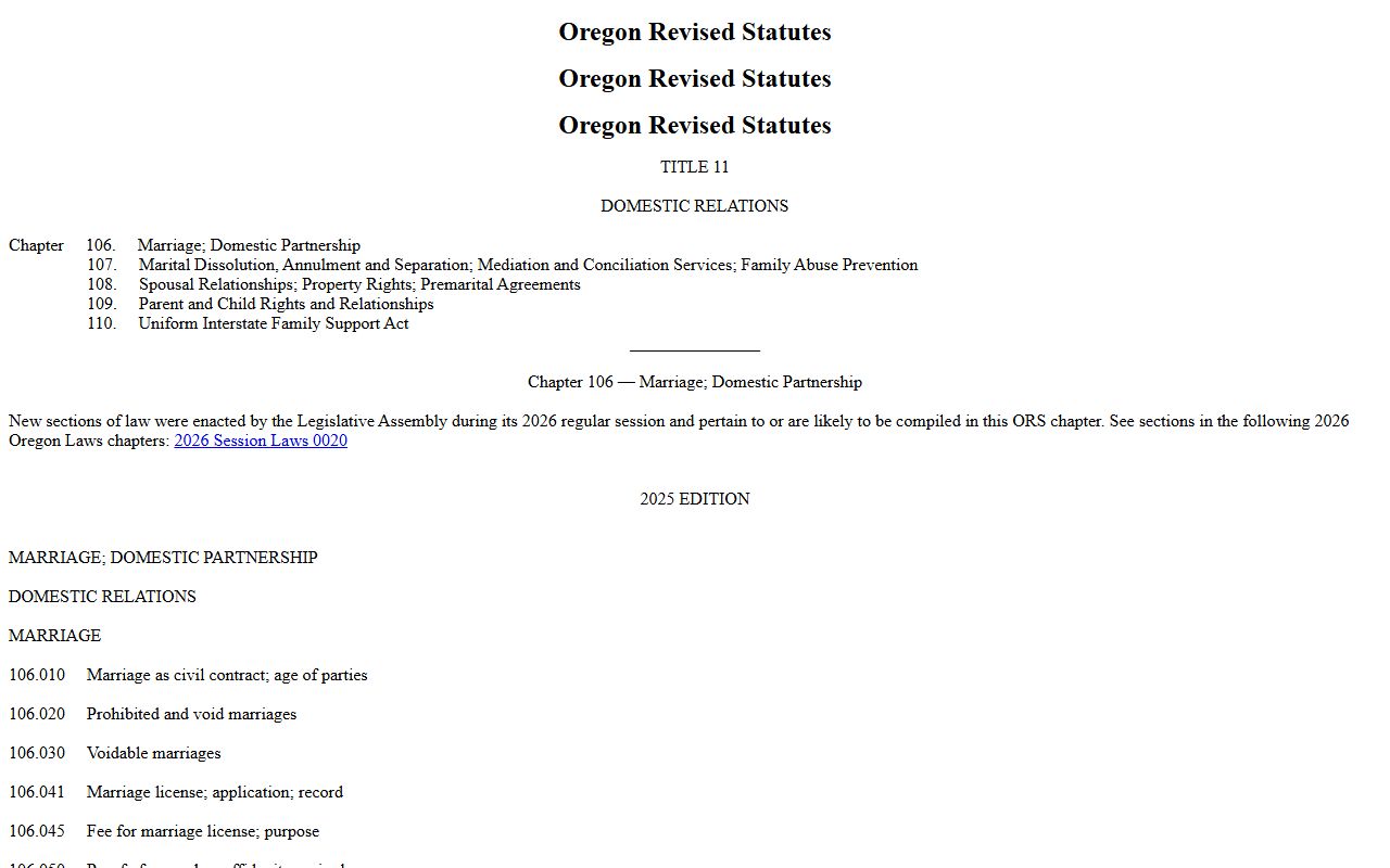 Sherman County marriage records Oregon marriage statute