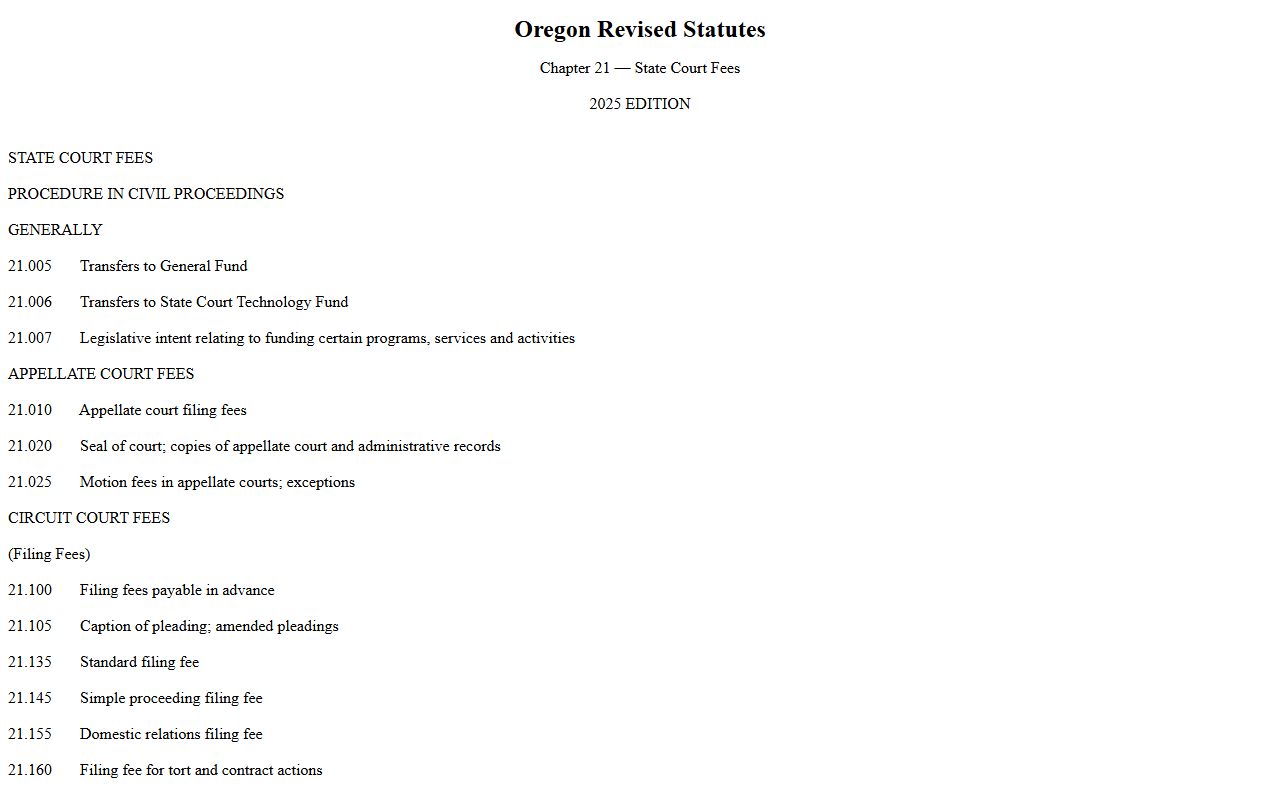 Sherman County divorce records Oregon court fee statute