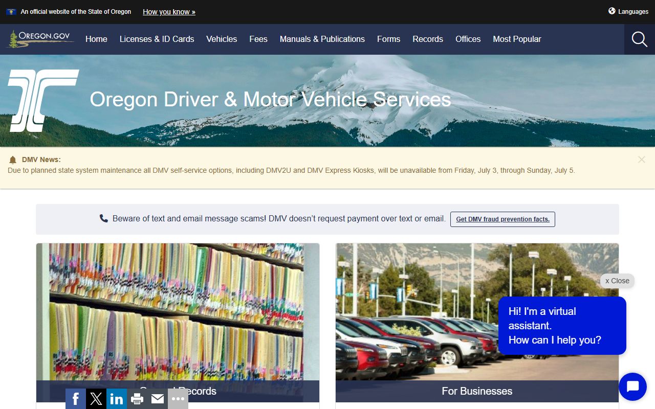 Sherman County traffic court records Oregon DMV records home