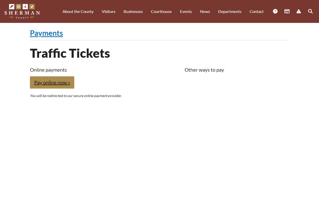 Sherman County traffic court records traffic ticket payment page