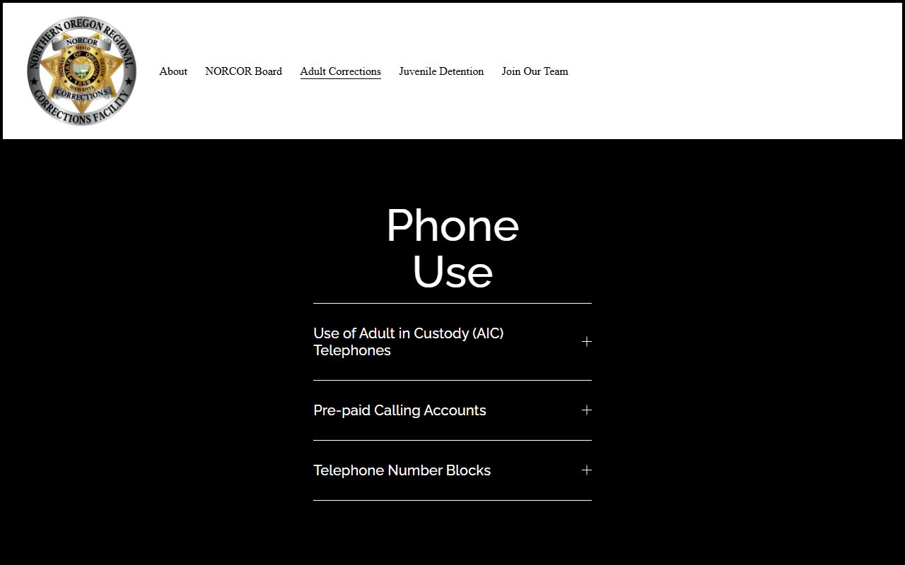 Sherman County warrant records NORCOR phone use rules
